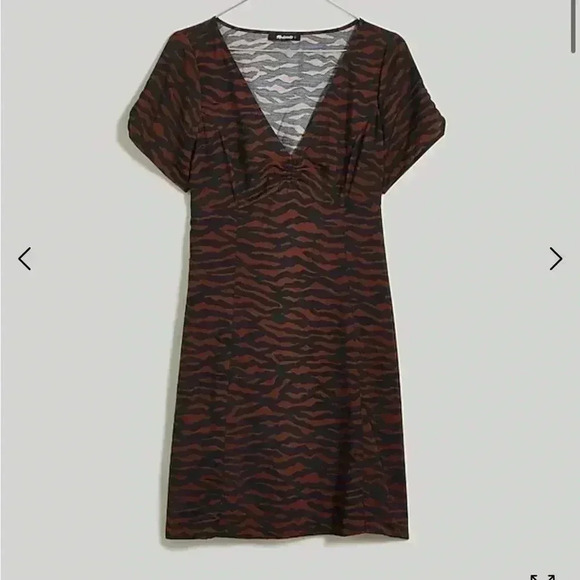 Madewell V-Neck Mini Dress in Abstract Animal Print Cheetah Leopard - Picture 1 of 9